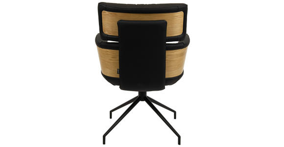 ARMLEHNSTUHL  in Eisen Echtleder pigmentiert  - Eichefarben/Schwarz, Design, Leder/Holz (62/92/66cm) - Dieter Knoll