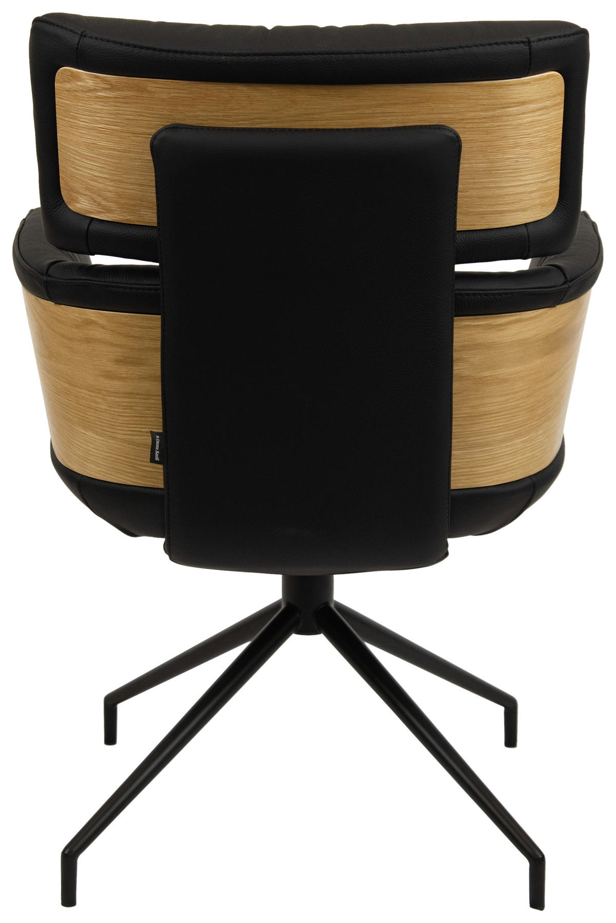 ARMLEHNSTUHL  in Eisen Echtleder pigmentiert  - Eichefarben/Schwarz, Design, Leder/Holz (62/92/66cm) - Dieter Knoll