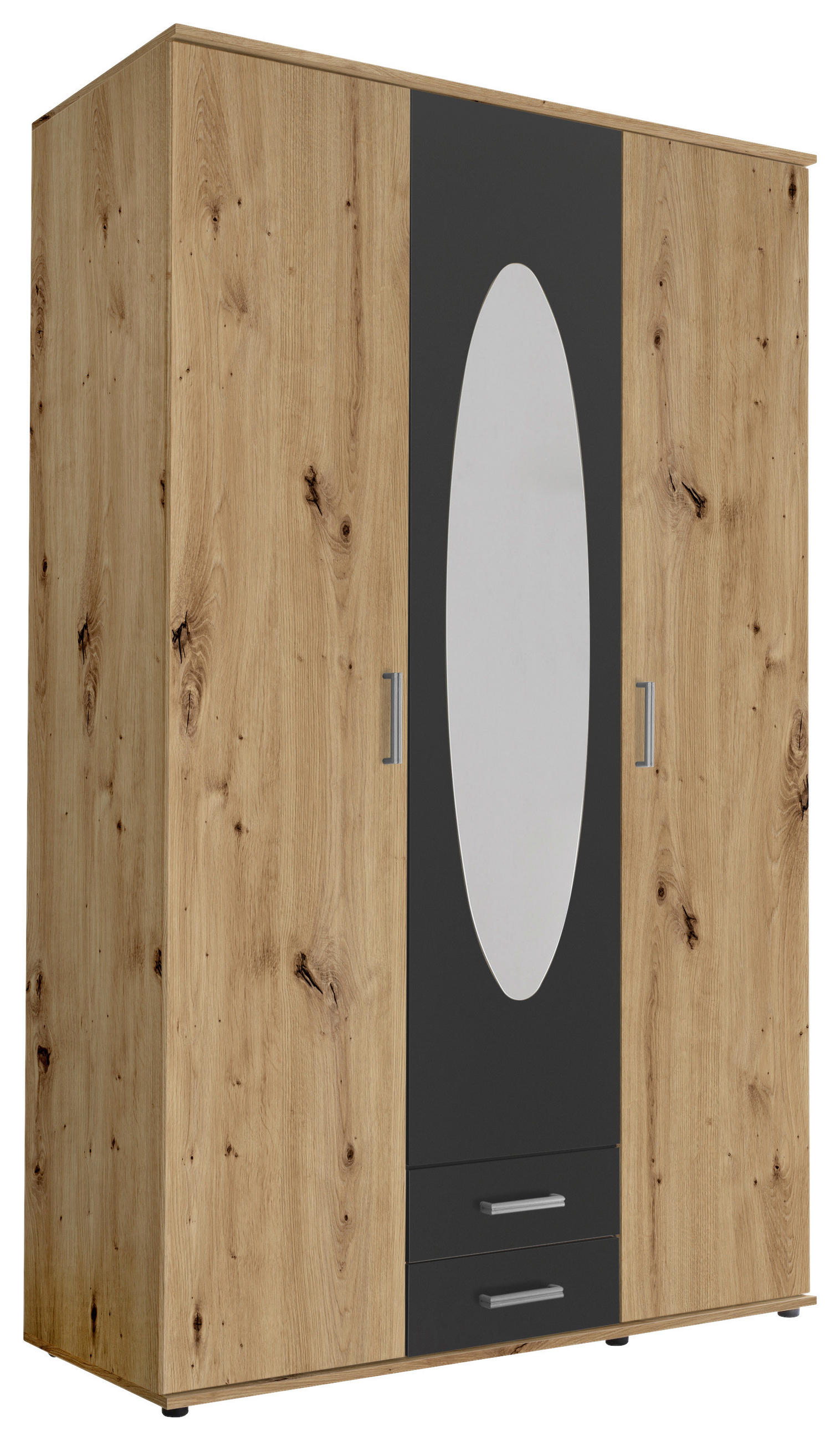 P & B Drehtürenschrank Graphit, Eiche Artisan 120x195x55 cm