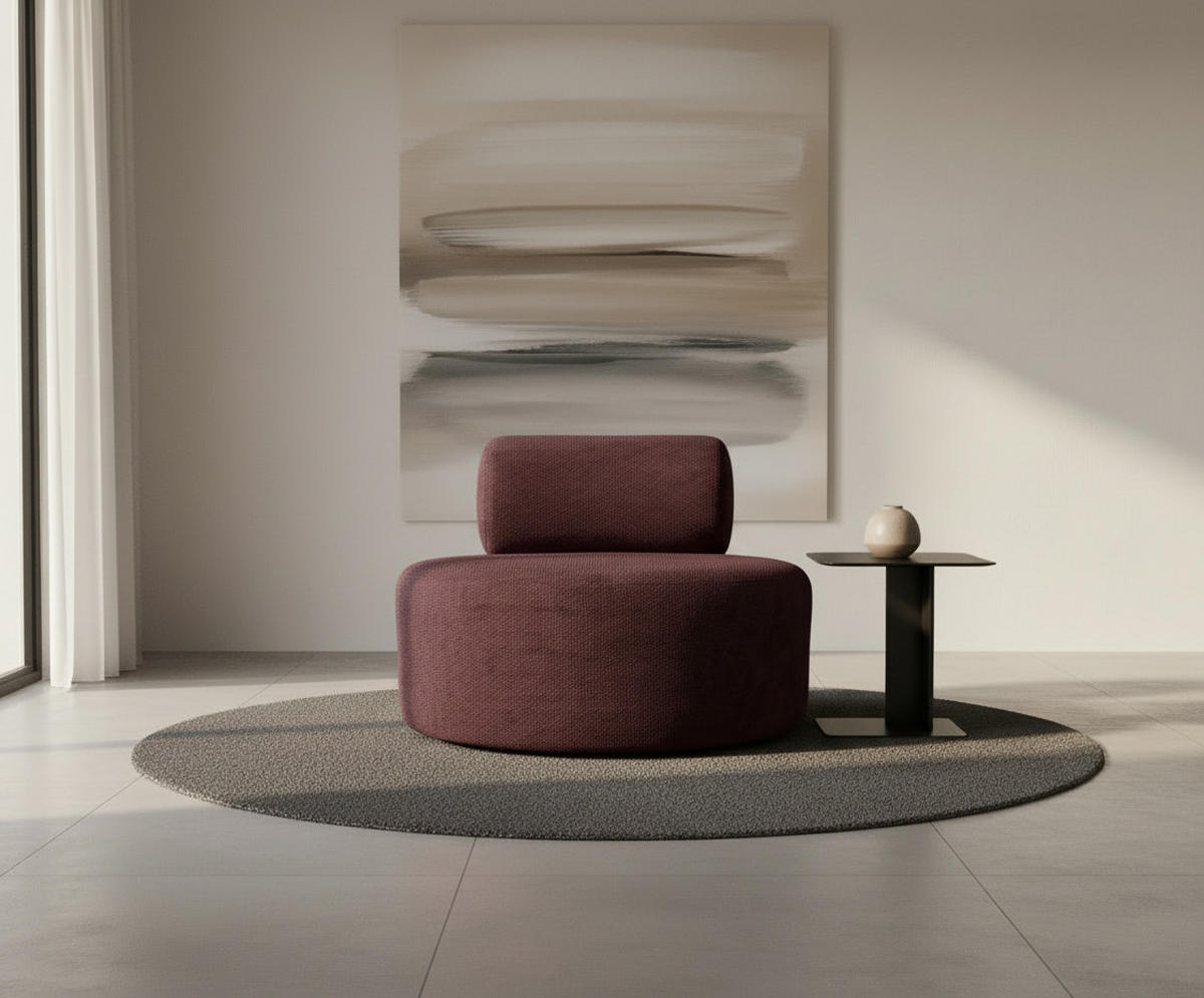 SESSEL in Struktur Bordeaux  - Bordeaux/Schwarz, Basics, Textil/Metall (88/70/88cm) - Livetastic