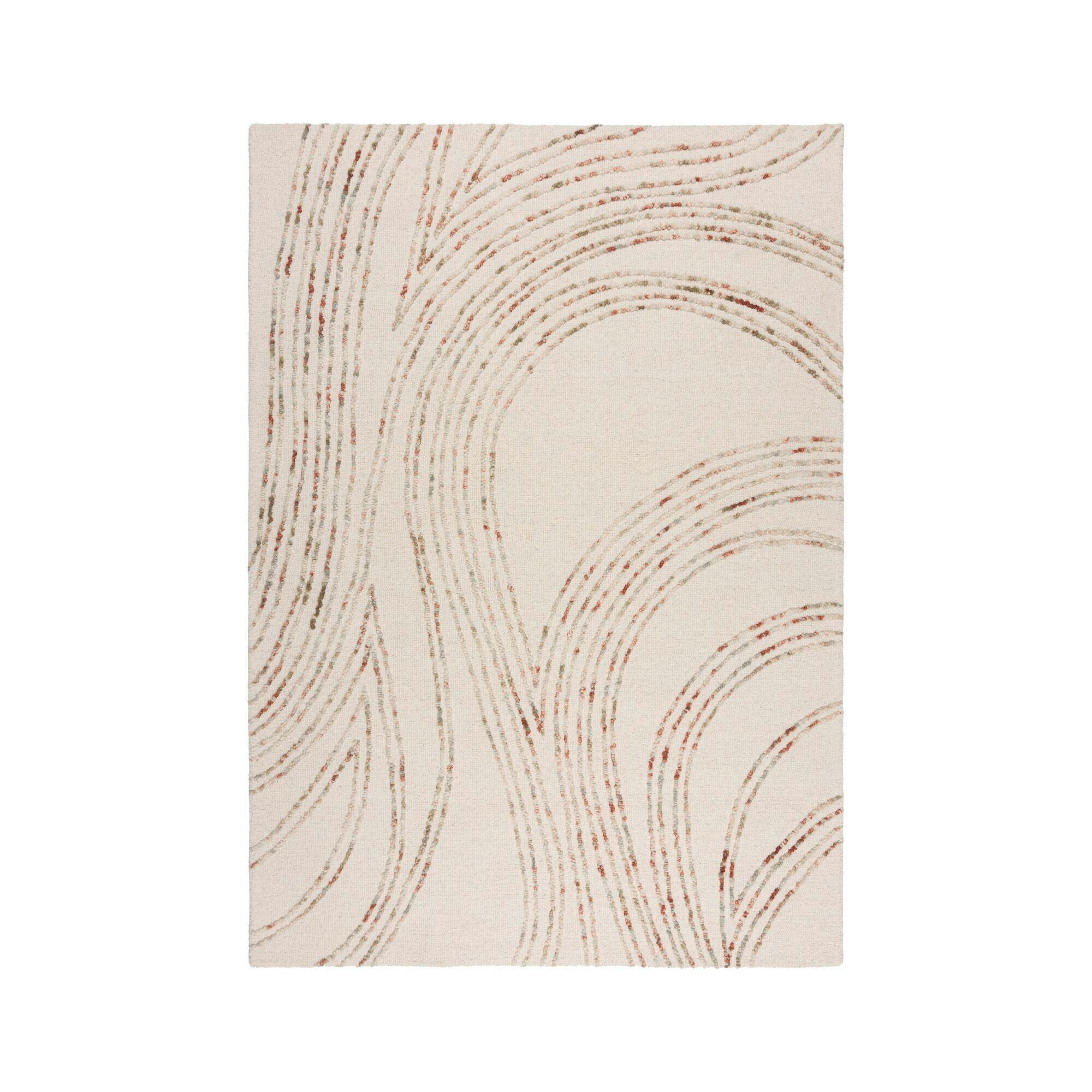 WOLLTEPPICH 120/170 cm ABSTRACT SWIRL WOOL Naturfarben, Orange  - Naturfarben/Orange, KONVENTIONELL, Textil (120/170cm)