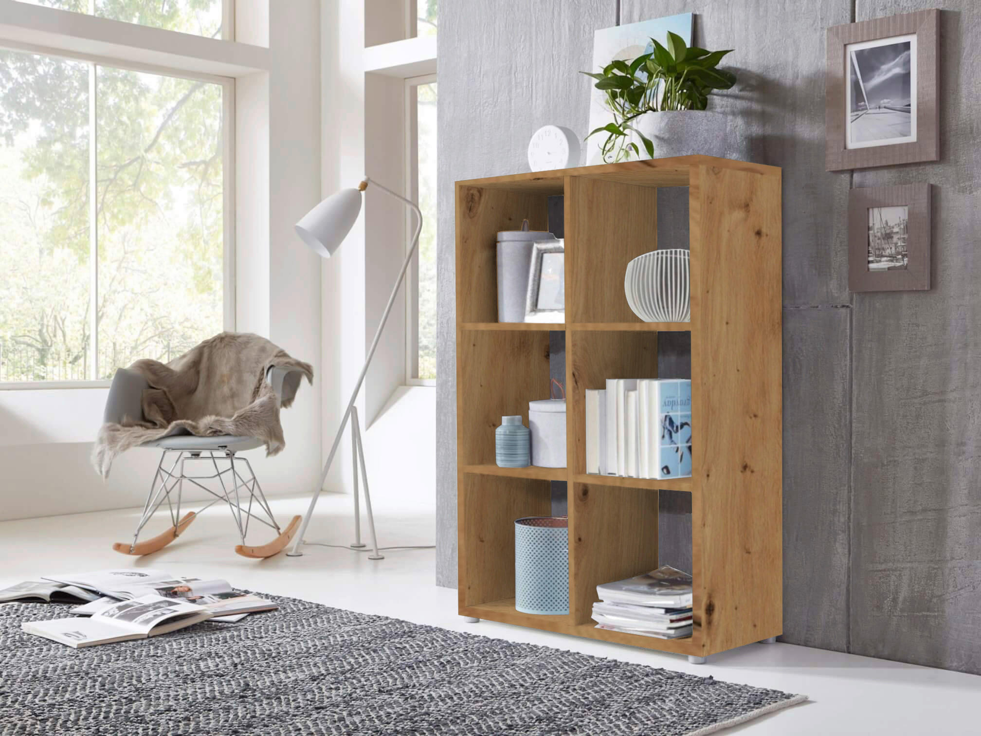 AKTENREGAL 72/108,5/33 cm  - Silberfarben/Eiche Artisan, MODERN, Holzwerkstoff (72/108,5/33cm) - MID.YOU