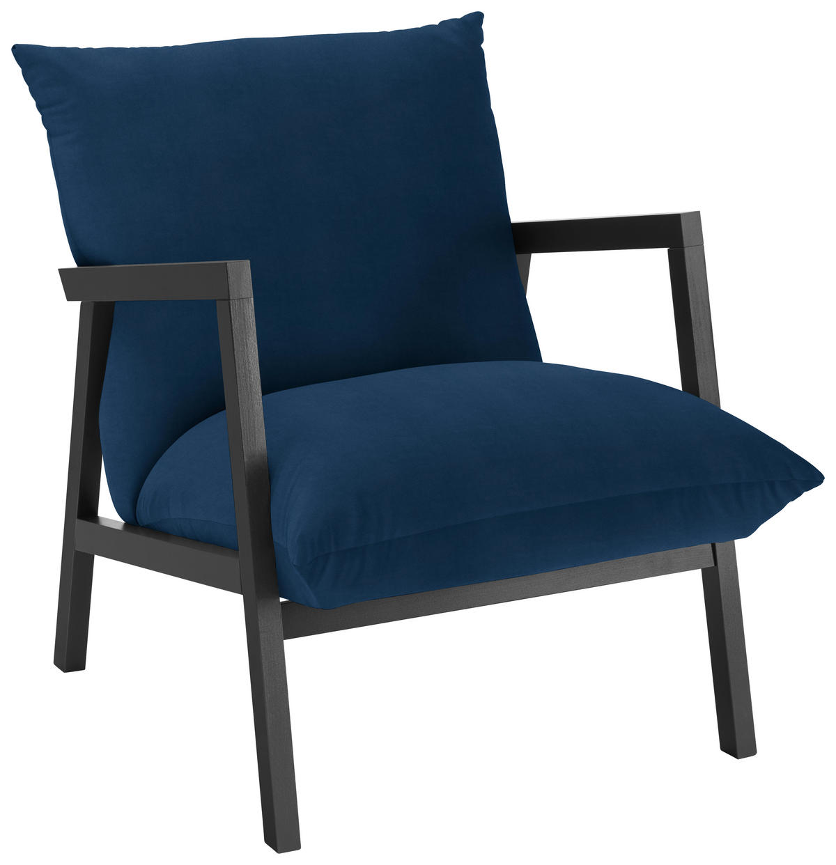 SESSEL in Mikrofaser Dunkelblau  - Wengefarben/Dunkelblau, Design, Holz/Textil (63/76/80cm) - Carryhome