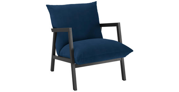SESSEL Mikrofaser Dunkelblau - Wengefarben/Dunkelblau, Design, Holz/Textil (63/76/80cm) - Carryhome