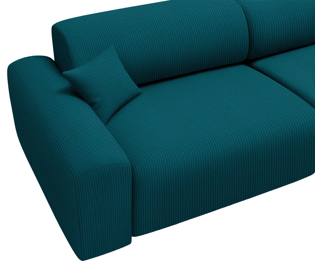 ECKSOFA in Velours, Feincord Petrol  - Petrol/Schwarz, Design, Kunststoff/Textil (292/178cm) - Livetastic