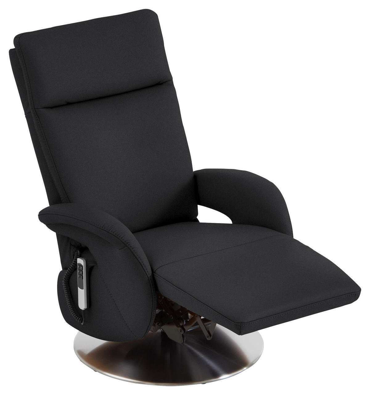 RELAXSESSEL in Leder Schwarz  - Edelstahlfarben/Schwarz, Design, Leder/Metall (70/108/80cm) - Cantus