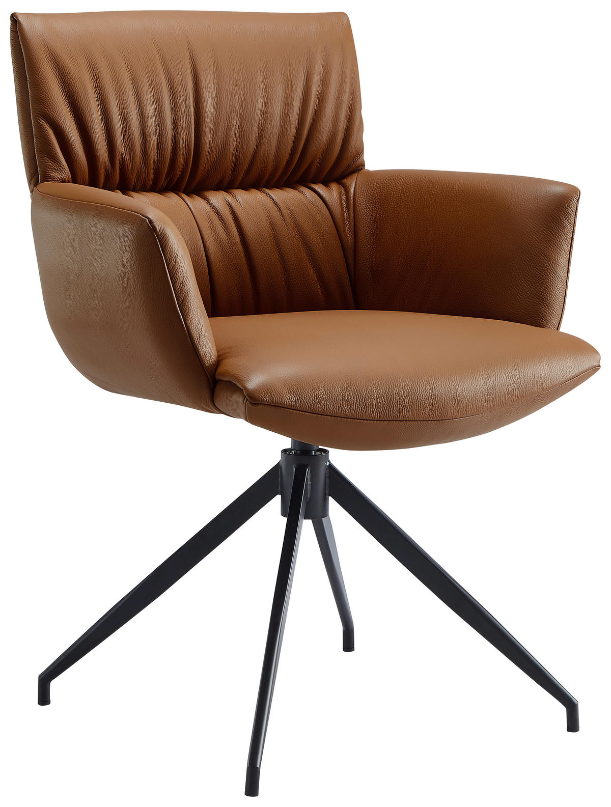 ARMLEHNSTUHL  in Eisen Echtleder pigmentiert  - Rostfarben/Schwarz, Design, Leder/Metall (64/86/63cm) - Dieter Knoll