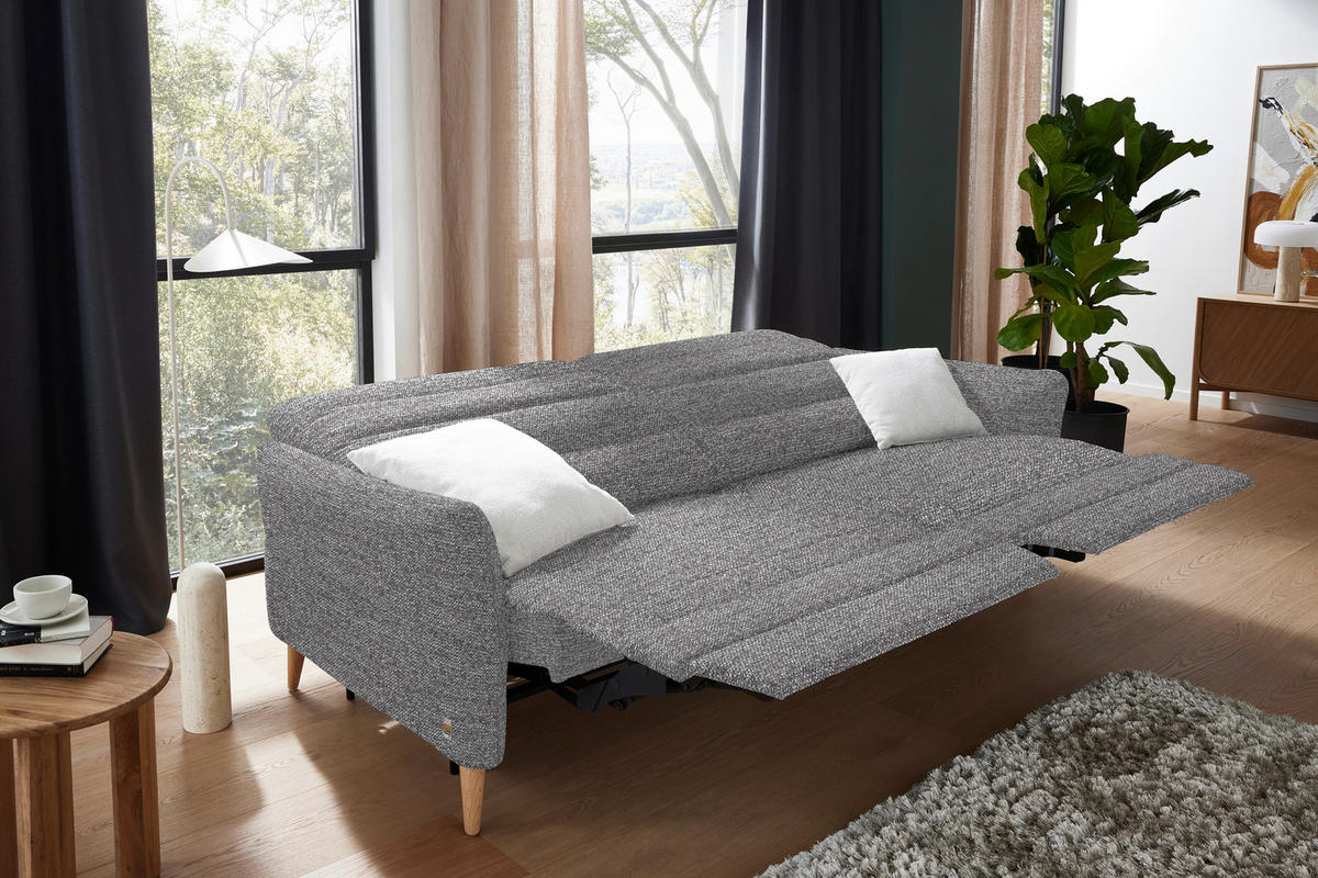 2-SITZER-SOFA in Webstoff Grau  - Eiche Bianco/Grau, Design, Holz/Textil (234-262/85-106/98-112cm) - Dieter Knoll