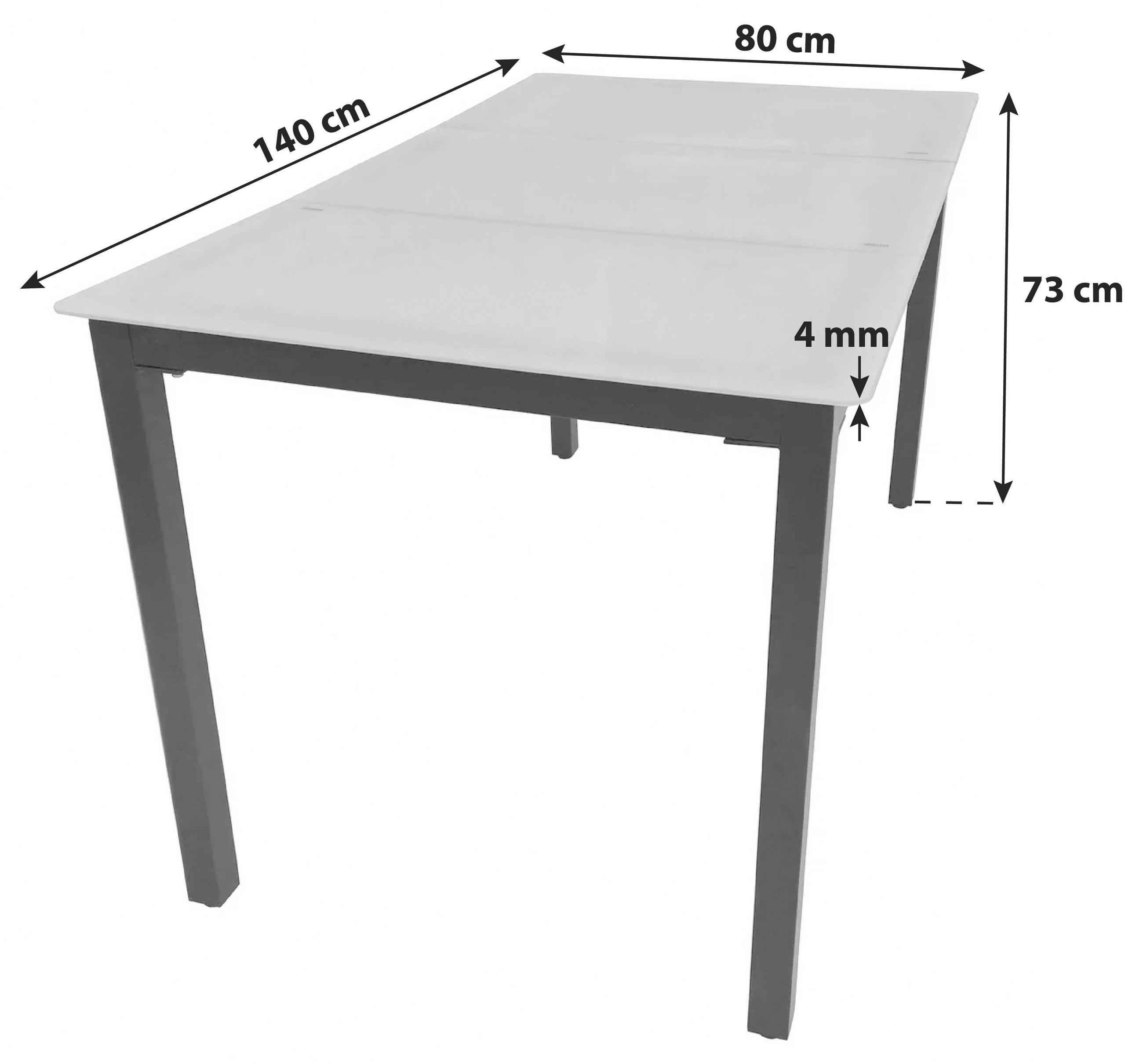 GARTENTISCH 140/80/73 cm Metall, Glas rechteckig  - Schwarz, Basics, Glas/Metall (140/80/73cm) - Gardenson