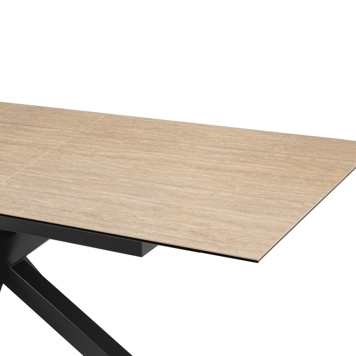 ESSTISCH 168-210/90/76 cm  Metall, Glas, Keramik ausziehbar rechteckig Schwarz, Beige  - Beige/Schwarz, MODERN, Glas/Keramik (168-210/90/76cm) - MID.YOU