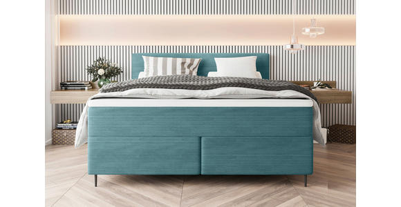 BOXSPRINGBETT 180/200 cm  in Türkis  - Türkis/Schwarz, KONVENTIONELL, Textil/Metall (180/200cm) - Carryhome