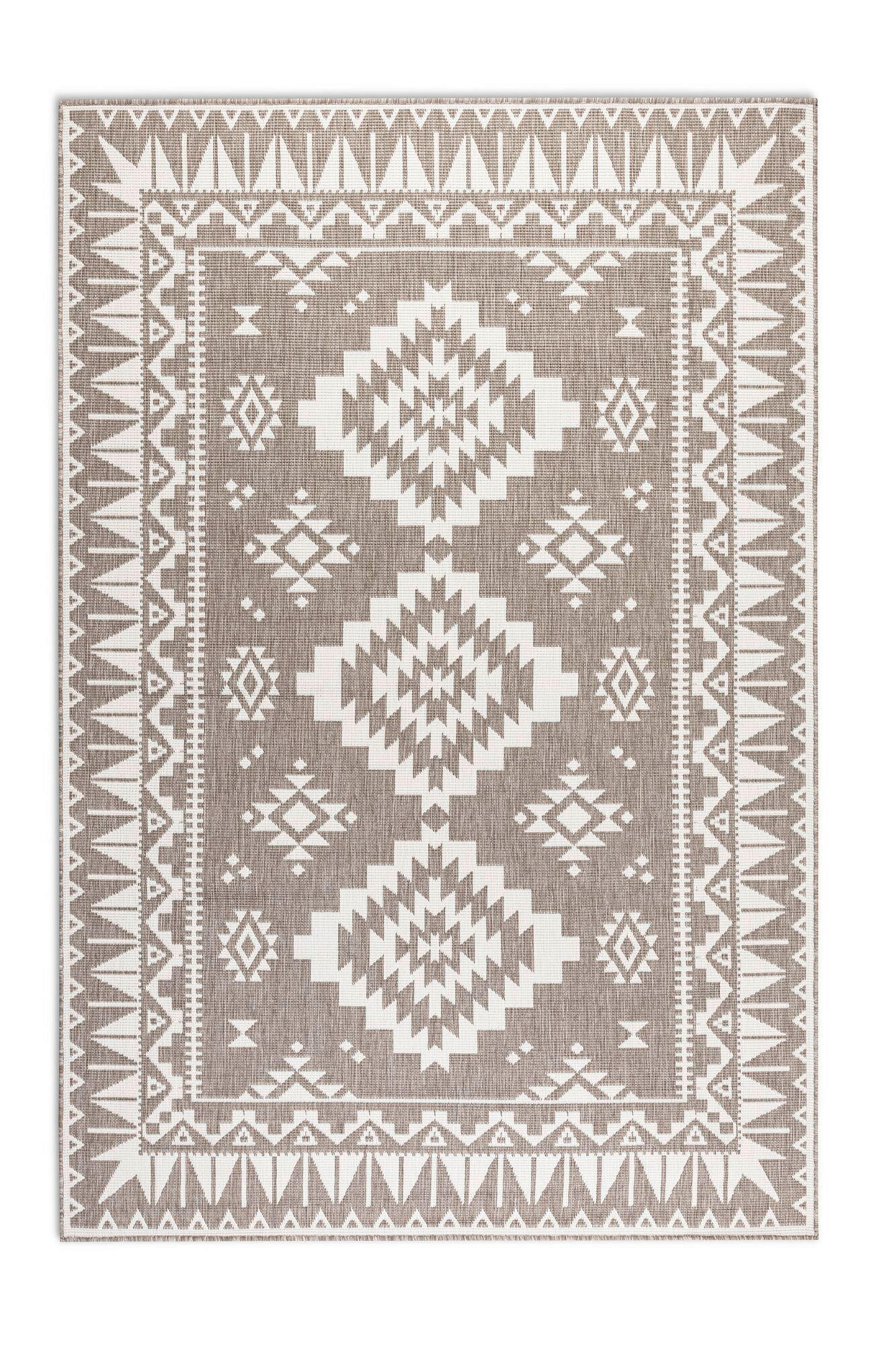 OUTDOORTEPPICH für Terrasse und Balkon 160/230/230 cm Gemini Weiß, Cappuccino  - Weiß/Cappuccino, Design, Kunststoff/Textil (160/230/230cm) - Elle Decoration