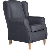 OHRENSESSEL in Flachgewebe Blaugrau  - Buchefarben/Blaugrau, Design, Holz/Textil (77/103/86cm) - Max Winzer