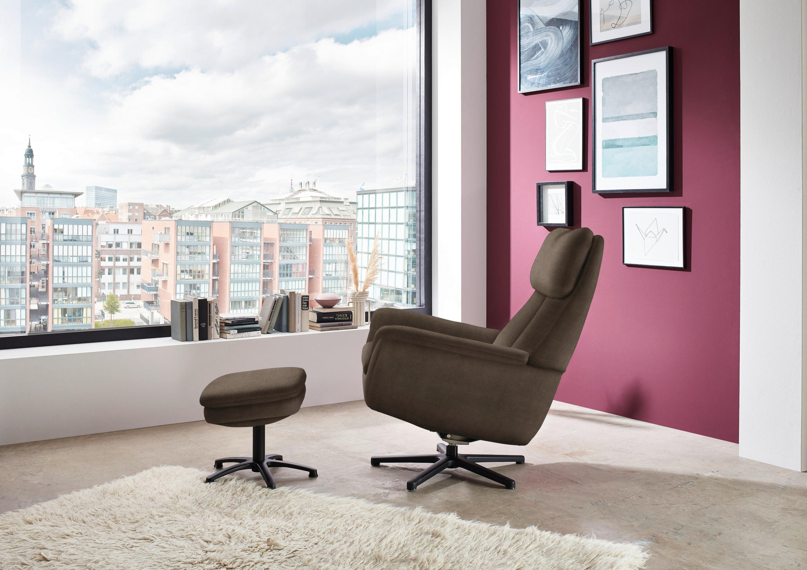 RELAXSESSEL in Textil Braun  - Schwarz/Braun, Design, Textil/Metall (79/108/89cm) - Beldomo Style