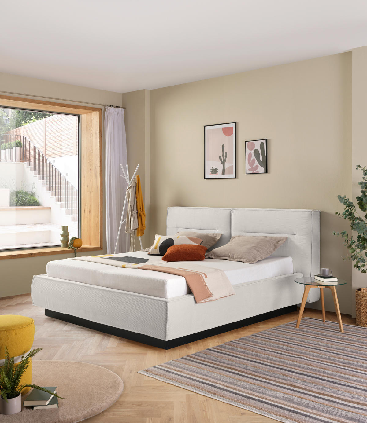 POLSTERBETT 180/200 cm  in Weiss  - Weiss/Schwarz, Design, Kunststoff/Textil (180/200cm) - Lomoco