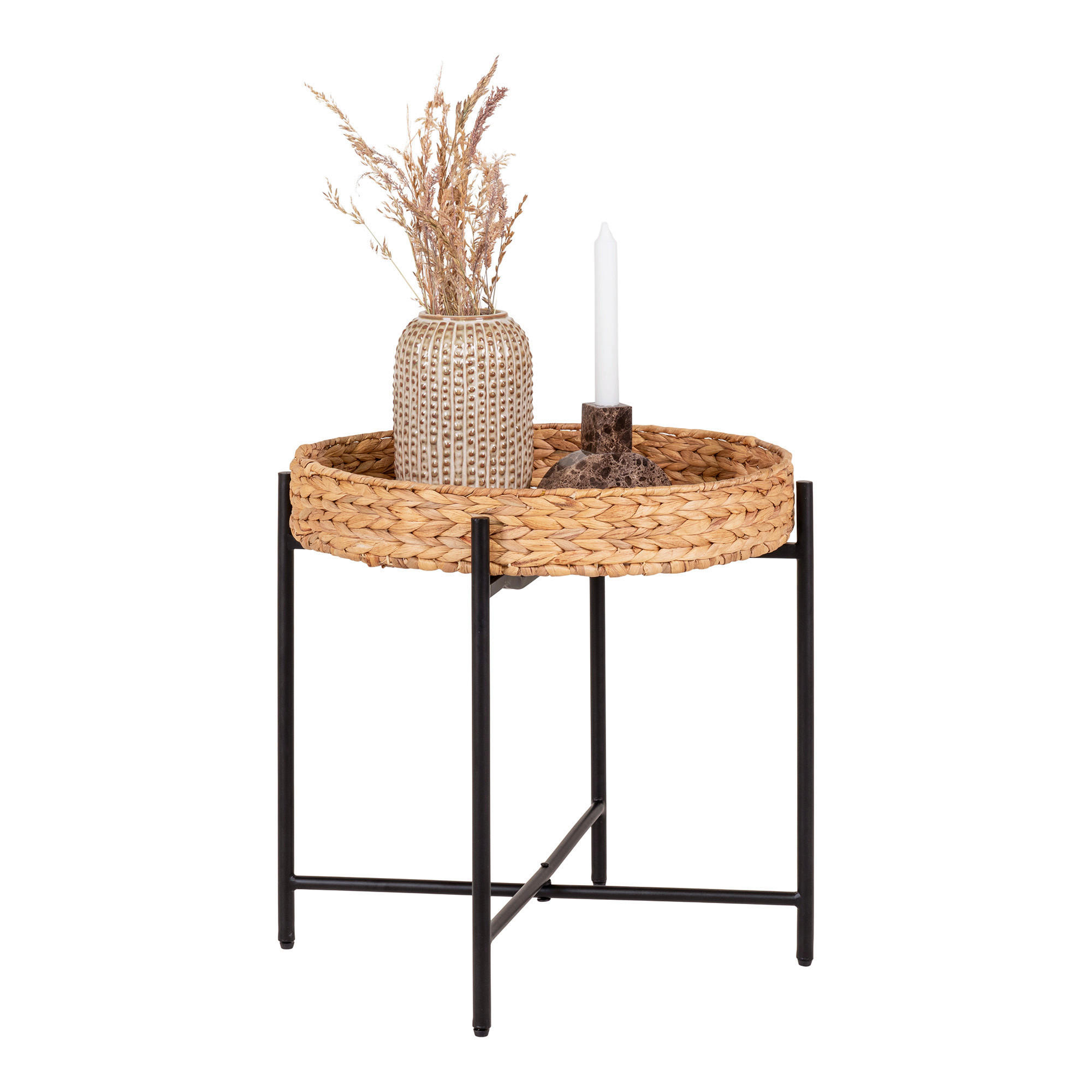 BEISTELLTISCH Braun, Schwarz  - Schwarz/Braun, Design, Naturmaterialien/Metall (50/48.5/50cm)