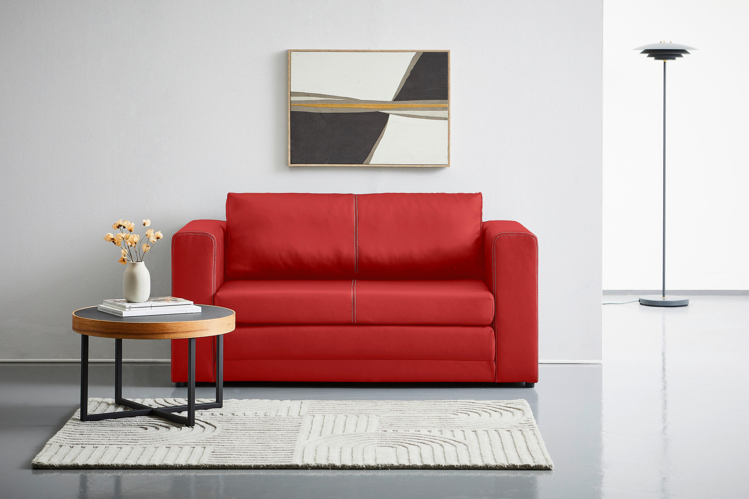 SCHLAFSOFA in Textil Rot  - Weiss/Rot, Design, Kunststoff/Textil (150/78/70cm) - Livetastic