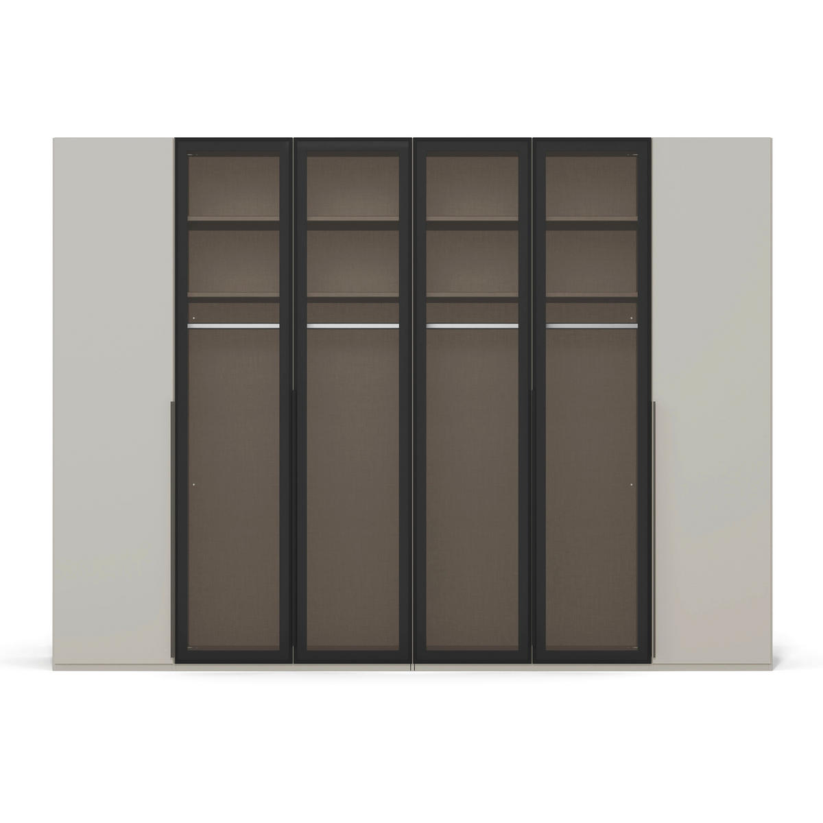 DREHTÜRENSCHRANK 301/223/60 cm,  in Champagner, 6 Tür(en)  - Champagner/Schwarz, Design, Glas/Holzwerkstoff (301/223/60cm) - Novel