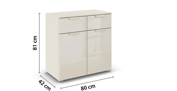KOMMODE  in 80/81/42 cm  - Champagner, Design, Glas/Holzwerkstoff (80/81/42cm) - Xora