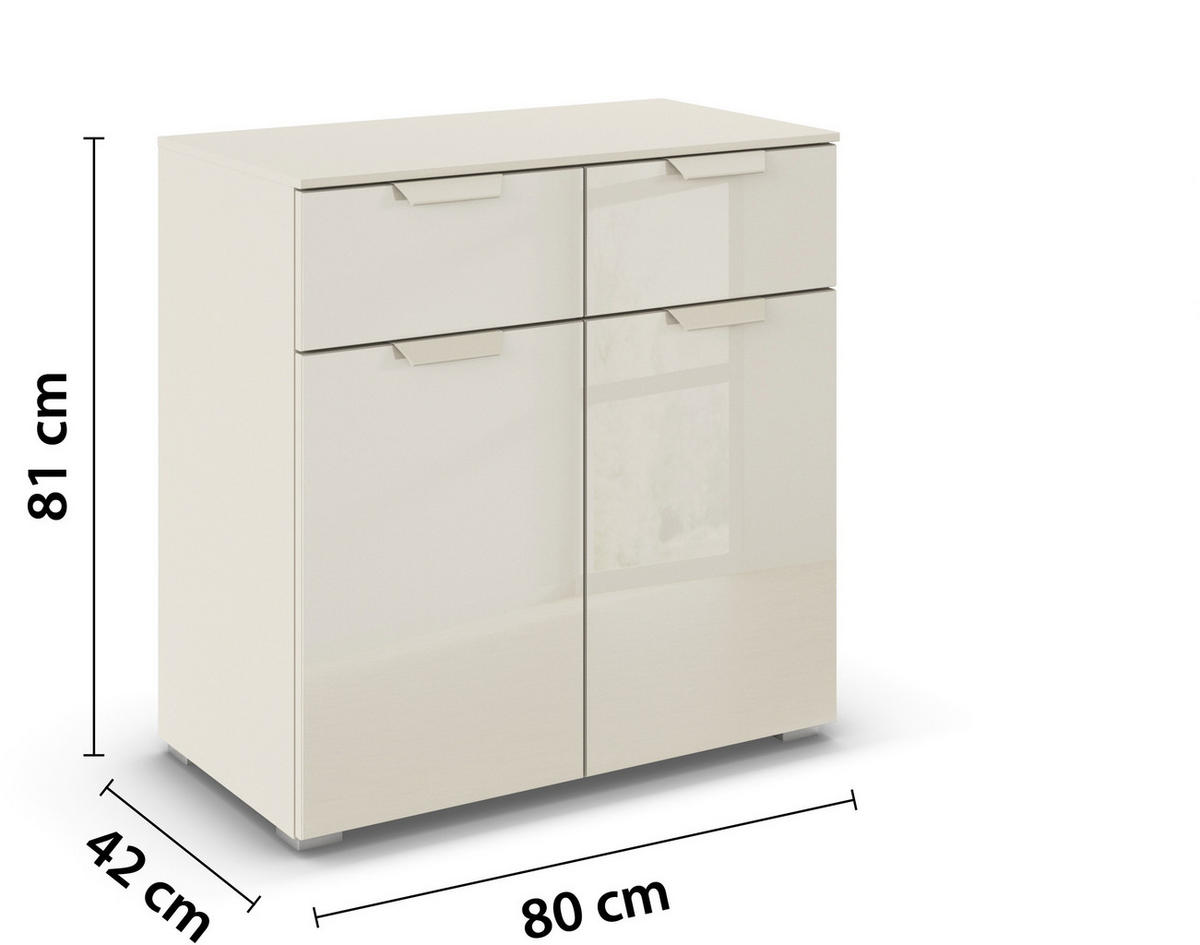 KOMMODE  in 80/81/42 cm  - Champagner, Design, Glas/Holzwerkstoff (80/81/42cm) - Carryhome