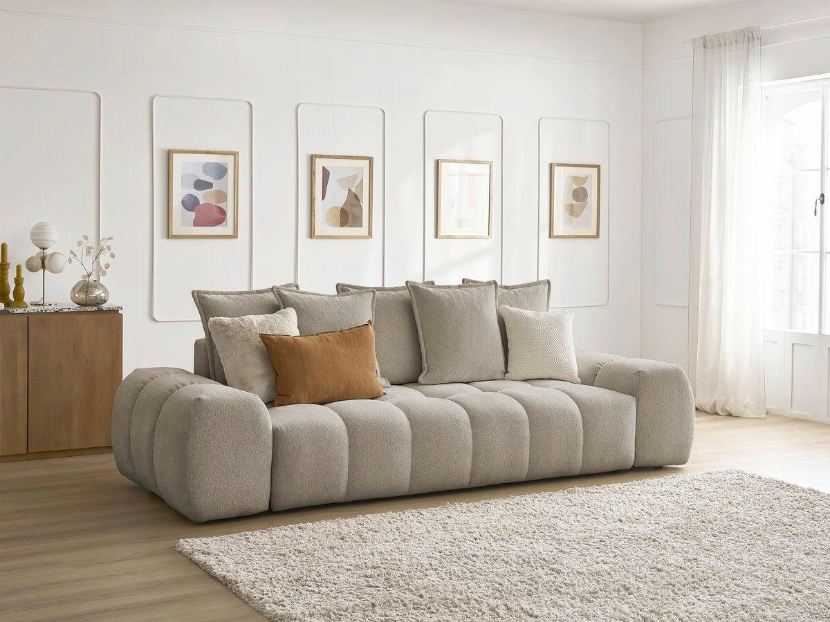 3-SITZER-SOFA EVEREST Flachgewebe Taupe  - Taupe/Schwarz, MODERN, Kunststoff/Textil (278/90/115cm)
