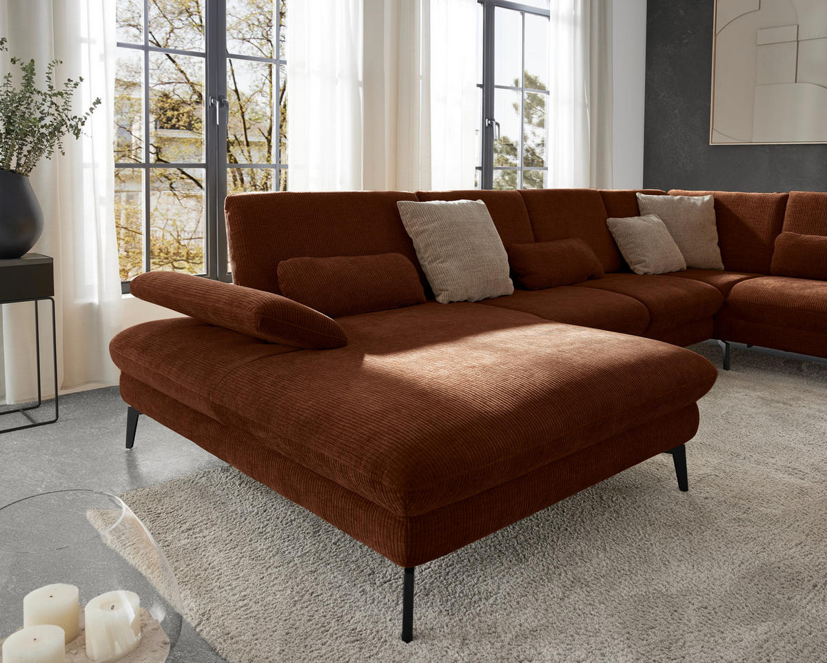 WOHNLANDSCHAFT in Webstoff Rostfarben  - Rostfarben/Schwarz, Design, Textil/Metall (157/354/208cm) - Dieter Knoll