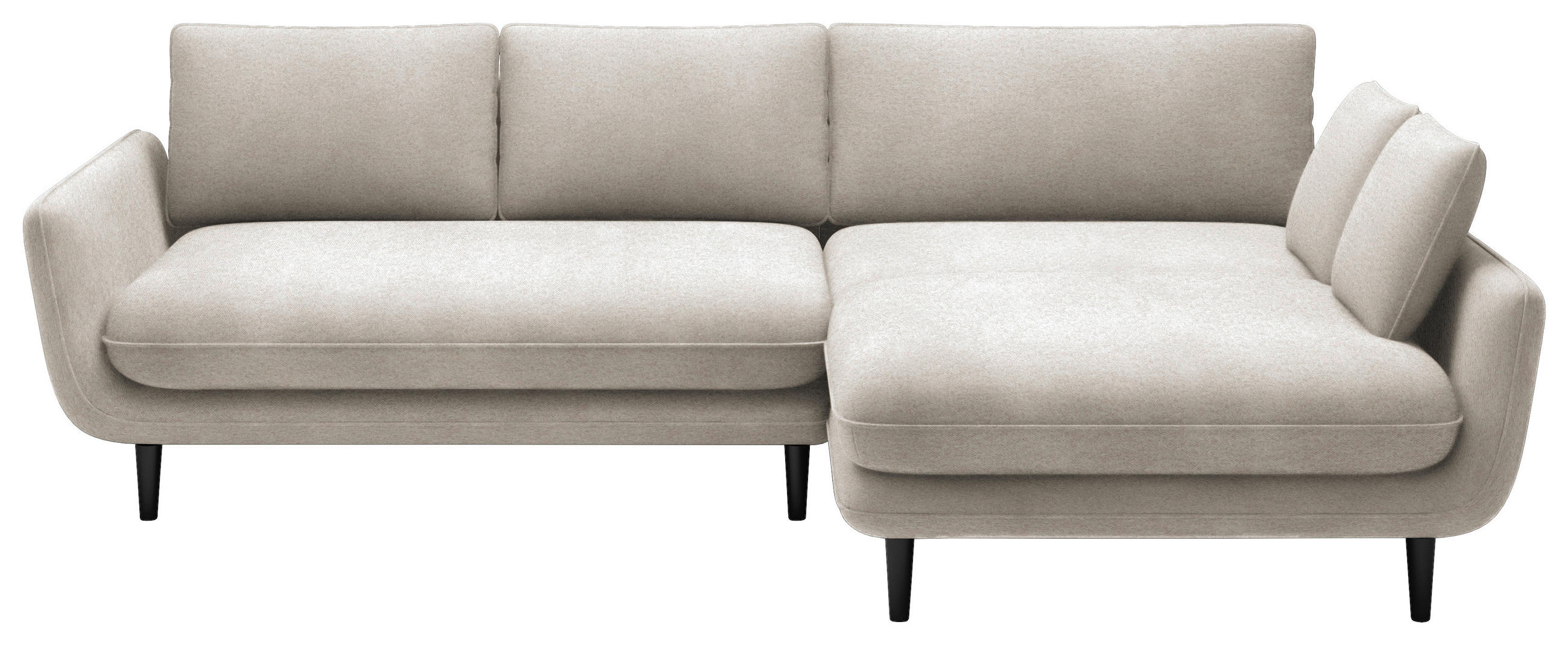ECKSOFA in Velours Beige  - Beige/Schwarz, Design, Holz/Textil (260/167cm) - Welnova