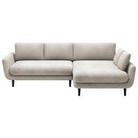 ECKSOFA in Velours Beige  - Beige/Schwarz, Design, Holz/Textil (260/167cm) - Welnova