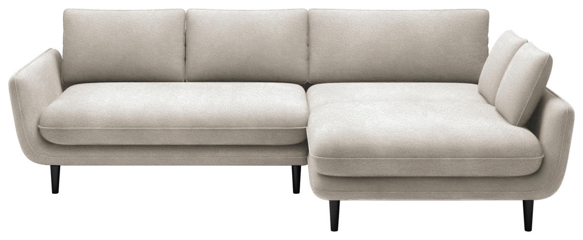 ECKSOFA in Velours Beige  - Beige/Schwarz, Design, Holz/Textil (260/167cm) - Welnova