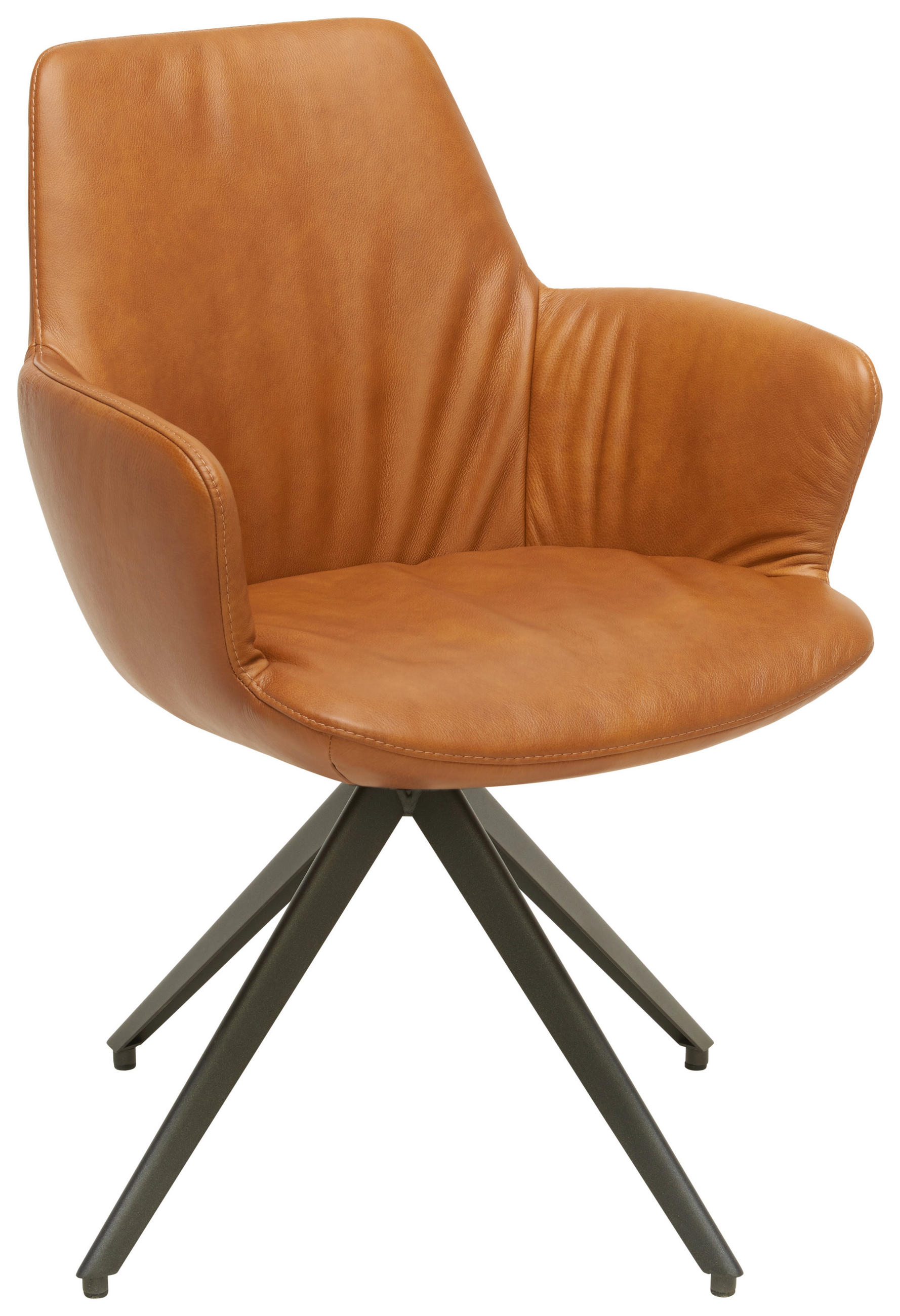 ARMLEHNSTUHL Stahl gewachst  - Anthrazit/Bernsteinfarben, Design, Leder/Metall (60/87/62cm) - Bert Plantagie