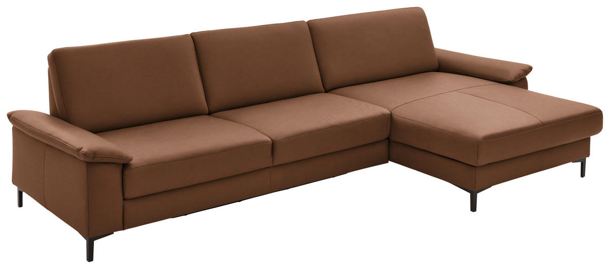 ECKSOFA  in Echtleder Braun  334/176 cm  - Schwarz/Braun, Design, Leder/Metall (334/176cm) - Dieter Knoll