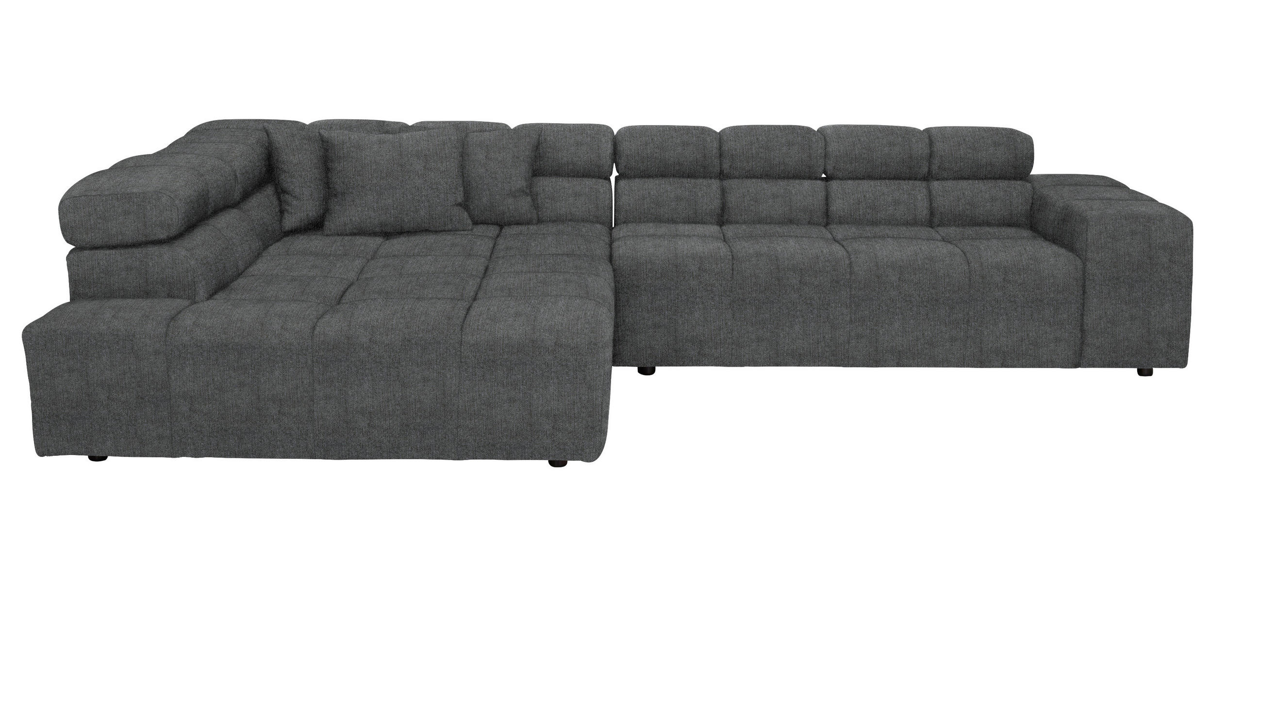 ECKSOFA Grau Velours  - Schwarz/Grau, Design, Kunststoff/Textil (213/317cm) - Hom`in