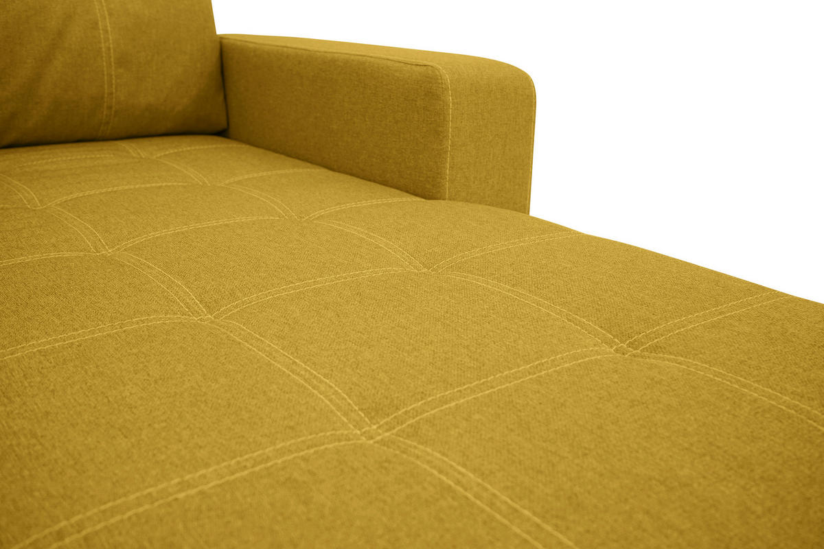 ECKSCHLAFSOFA in Mikrofaser Senfgelb  - Senfgelb/Schwarz, Design, Kunststoff/Textil (240/160cm) - Livetastic