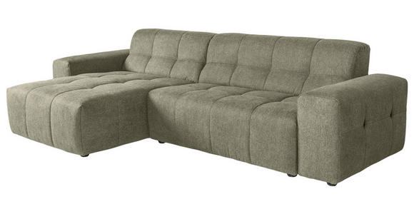 ECKSOFA Salbeigrün Webstoff  - Salbeigrün/Schwarz, KONVENTIONELL, Kunststoff/Textil (295/157cm) - Carryhome