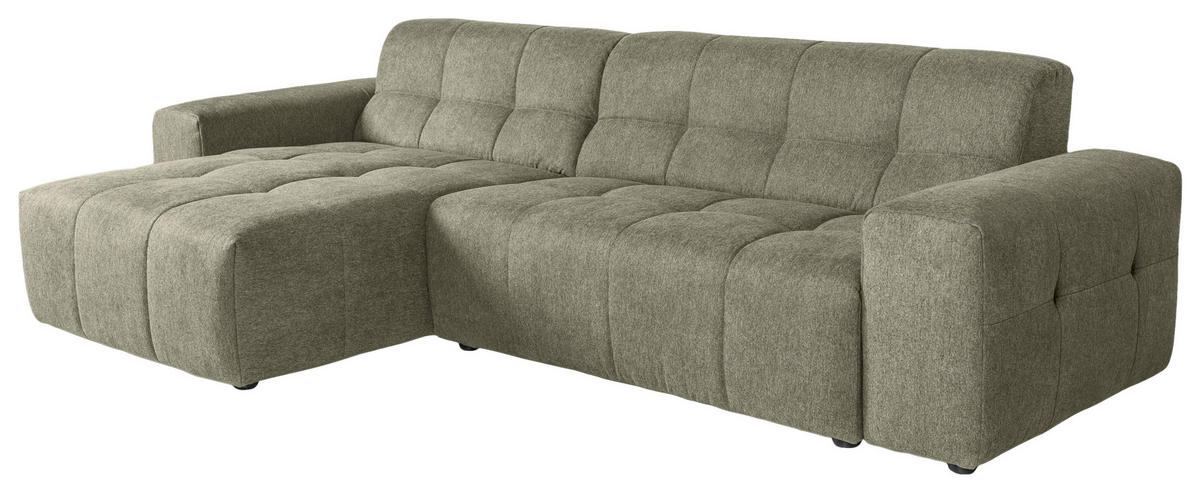ECKSOFA Salbeigrün Webstoff  - Salbeigrün/Schwarz, KONVENTIONELL, Kunststoff/Textil (295/157cm) - Carryhome