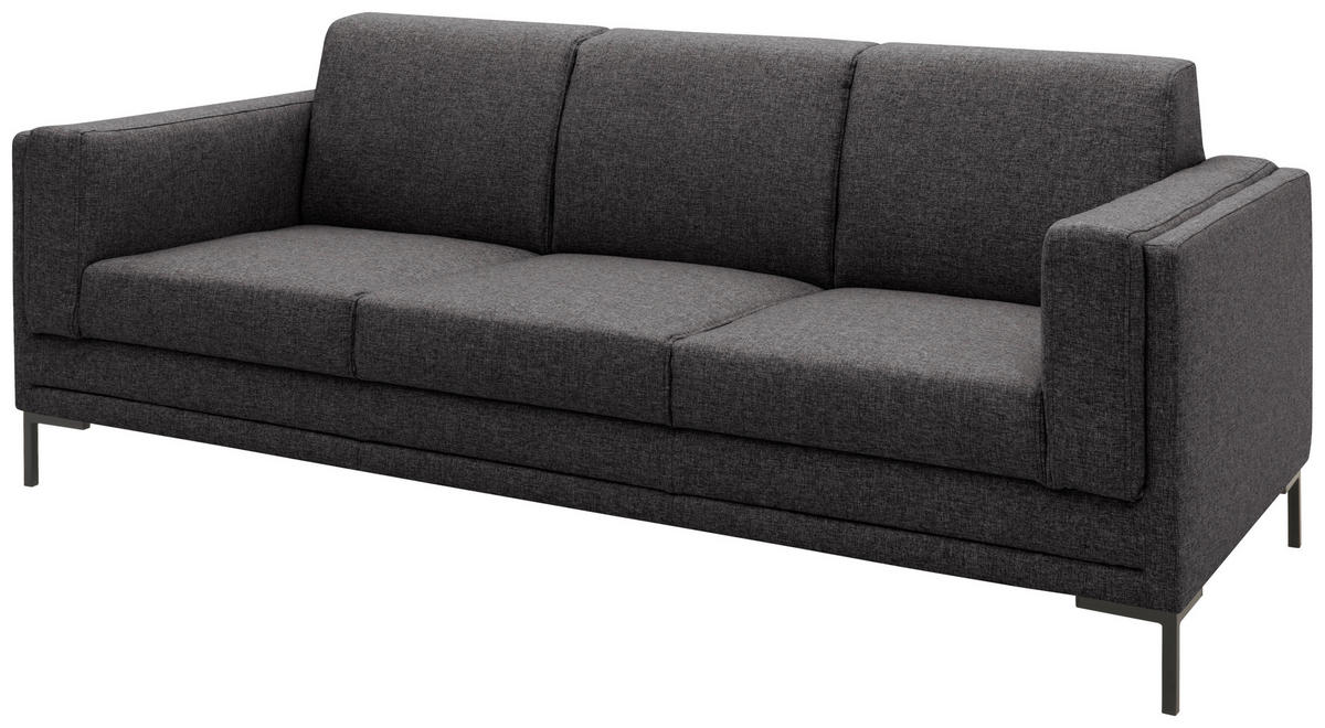 3-SITZER-SOFA in Webstoff Anthrazit  - Anthrazit/Silberfarben, Design, Textil/Metall (210/82/90cm) - LOOKS by W.Joop