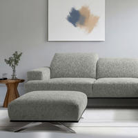 HOCKER PORTLAND Struktur Grau  - Chromfarben/Schwarz, Design, Holz/Textil (95/46/80cm) - Livetastic