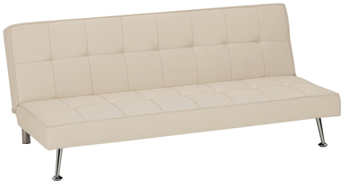 SCHLAFSOFA Lederlook Creme  - Silberfarben/Creme, Basics, Textil/Metall (179/74/91cm) - P & B