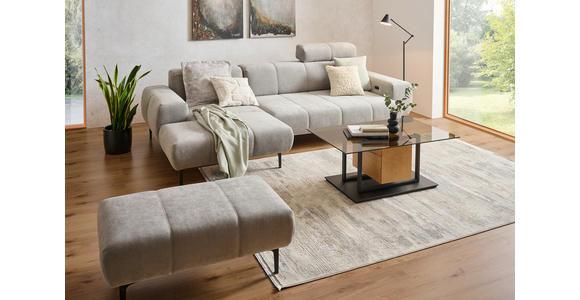 ECKSOFA inkl. Funktionen Grau Chenille  - Schwarz/Grau, Design, Textil/Metall (167/311cm) - Xora