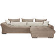 ECKSOFA Naturfarben, Taupe Cord  - Taupe/Chromfarben, KONVENTIONELL, Textil/Metall (335/225cm) - Carryhome