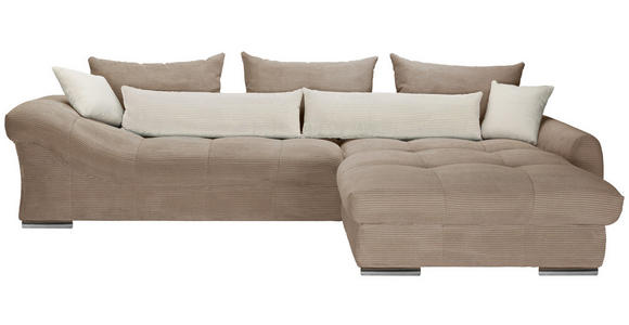 ECKSOFA Naturfarben, Taupe Cord  - Taupe/Chromfarben, KONVENTIONELL, Textil/Metall (335/225cm) - Carryhome