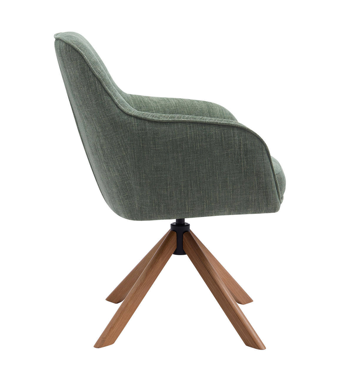 ARMLEHNSTUHL-SET 2 Stück Sitzfläche 360° drehbar, automatische Rückholfunktion, gepolsterte Armlehnen Chenille  - Waldgrün/Naturfarben, MODERN, Holz/Textil (59/87/65cm) - Livetastic