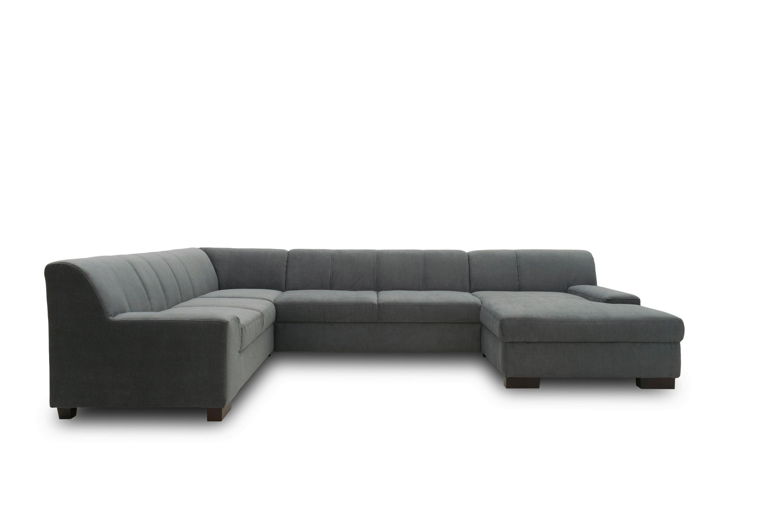 WOHNLANDSCHAFT Dunkelgrau Webstoff  - Wengefarben/Dunkelgrau, Design, Holz/Textil (212/328/153cm) - MID.YOU