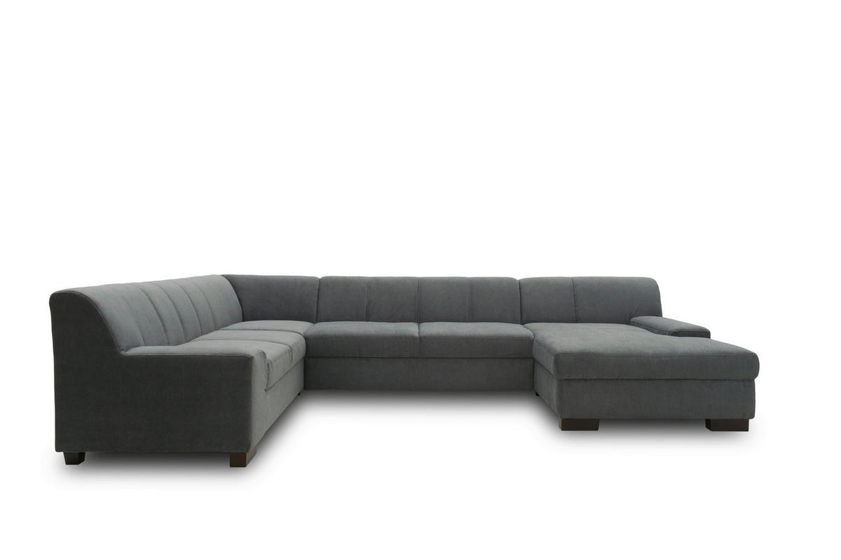 WOHNLANDSCHAFT in Webstoff Dunkelgrau  - Wengefarben/Dunkelgrau, Design, Holz/Textil (212/328/153cm) - MID.YOU
