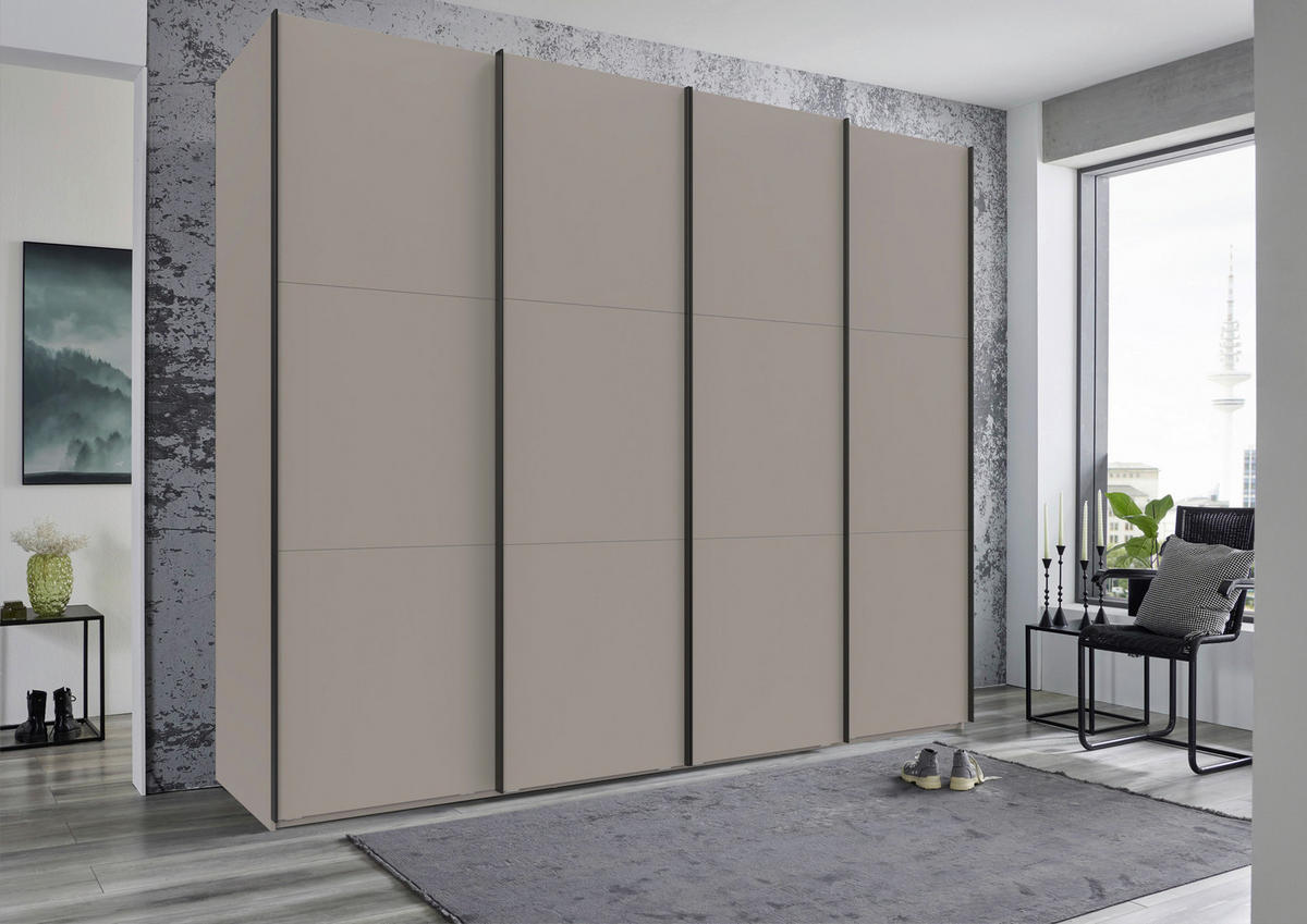 SCHWEBETÜRENSCHRANK  in Sahara  - Schwarz/Sahara, MODERN, Holzwerkstoff/Metall (300/236/65cm) - MID.YOU