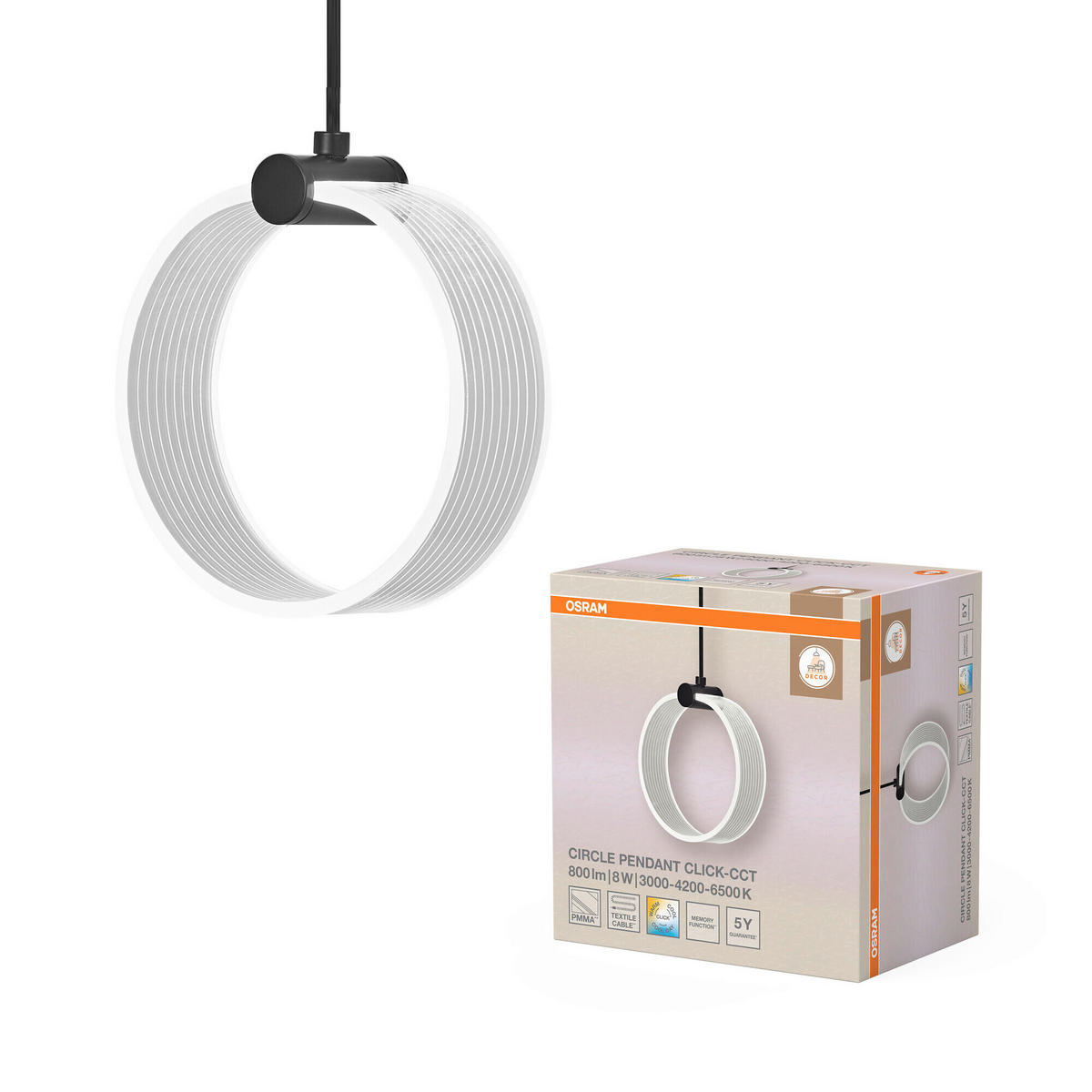 LED-PENDELLEUCHTE 16/15/121 cm  - Schwarz, Basics, Kunststoff (16/15/121cm) - Osram