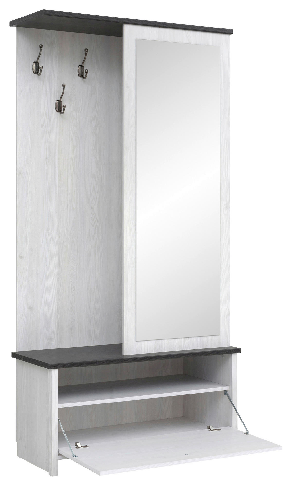 GARDEROBE  in 95,5/189,5/39,5 cm  - Weiss/Anthrazit, Design, Holzwerkstoff (95,5/189,5/39,5cm)