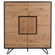 HIGHBOARD in 116/131/40 cm - Eichefarben/Schwarz, Holzwerkstoff/Metall (116/131/40cm) - Xora
