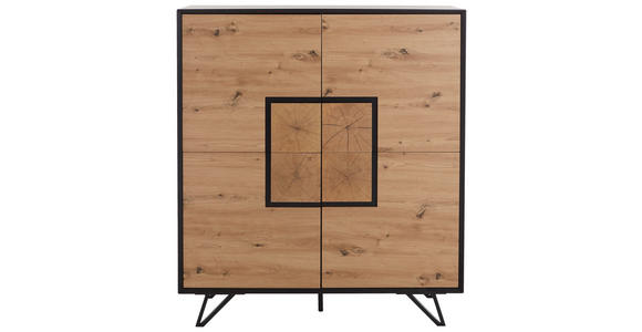 HIGHBOARD in 116/131/40 cm - Eichefarben/Schwarz, Holzwerkstoff/Metall (116/131/40cm) - Xora