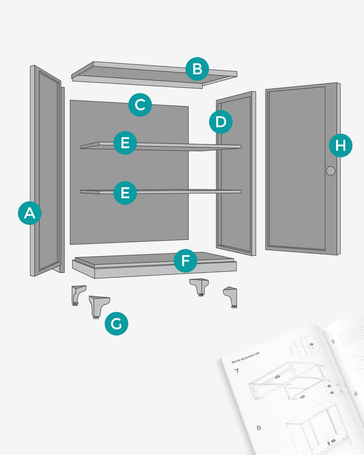 MEHRZWECKSCHRANK 80/90/40 cm  in Grauweiß  - Grauweiß, Basics, Metall (80/90/40cm)